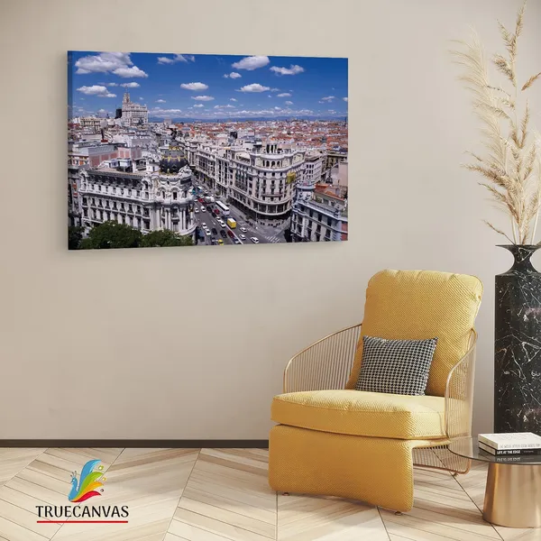 Multicolor_Calle_Gran_V?A,_Wooden_Framed_Canvas_Paintings_|_For_Living_Room_|_Bedroom_|_Office_|_Gallery_|_Ready_Wall_Mount_Canvas_Wall_Art_Painting_|_Size_-_12_X_18In,_Ct0037