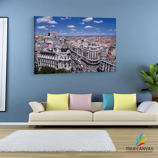 Multicolor_Calle_Gran_V?A,_Wooden_Framed_Canvas_Paintings_|_For_Living_Room_|_Bedroom_|_Office_|_Gallery_|_Ready_Wall_Mount_Canvas_Wall_Art_Painting_|_Size_-_12_X_18In,_Ct0037