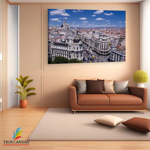 Multicolor_Calle_Gran_V?A,_Wooden_Framed_Canvas_Paintings_|_For_Living_Room_|_Bedroom_|_Office_|_Gallery_|_Ready_Wall_Mount_Canvas_Wall_Art_Painting_|_Size_-_12_X_18In,_Ct0037