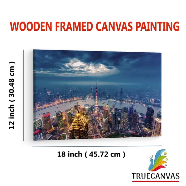 Multicolor_Shanghai_Nightfall,_Wooden_Framed_Canvas_Paintings_|_For_Living_Room_|_Bedroom_|_Office_|_Gallery_|_Ready_Wall_Mount_Canvas_Wall_Art_Painting_|_Size_-_12_X_18In,_Ct0040