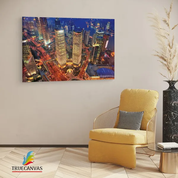 Multicolor_Bath_Mat_Shanghai_Aerial_At_Dusk,_Wooden_Framed_Canvas_Paintings_|_For_Living_Room_|_Bedroom_|_Office_|_Gallery_|_Ready_Wall_Mount_Canvas_Wall_Art_Painting_|_Size_-_12_X_18In,_Ct0041
