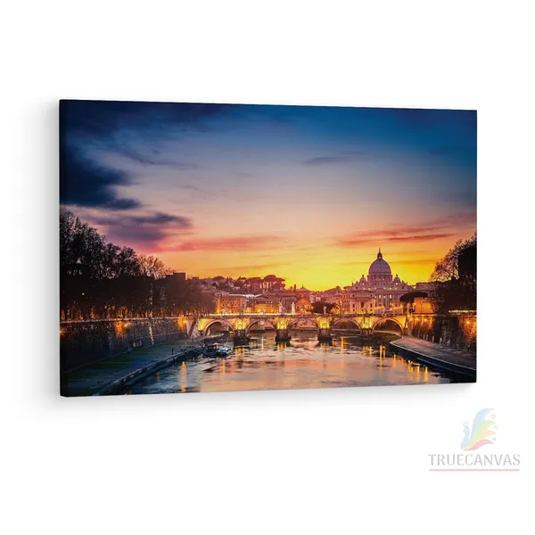 Multicolor_Rome_Sunset_Shutterstock,_Wooden_Framed_Canvas_Paintings_|_For_Living_Room_|_Bedroom_|_Office_|_Gallery_|_Ready_Wall_Mount_Canvas_Wall_Art_Painting_|_Size_-_12_X_18In,_Ct0042