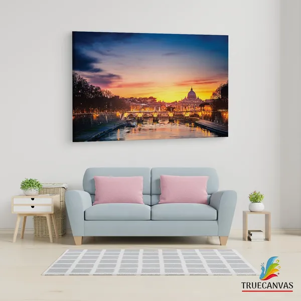 Multicolor_Rome_Sunset_Shutterstock,_Wooden_Framed_Canvas_Paintings_|_For_Living_Room_|_Bedroom_|_Office_|_Gallery_|_Ready_Wall_Mount_Canvas_Wall_Art_Painting_|_Size_-_12_X_18In,_Ct0042