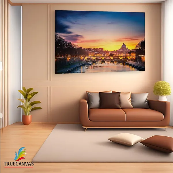 Multicolor_Rome_Sunset_Shutterstock,_Wooden_Framed_Canvas_Paintings_|_For_Living_Room_|_Bedroom_|_Office_|_Gallery_|_Ready_Wall_Mount_Canvas_Wall_Art_Painting_|_Size_-_12_X_18In,_Ct0042