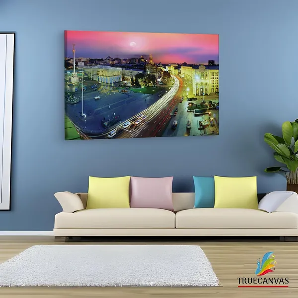 Multicolor_Khreschatyk_Street,_Wooden_Framed_Canvas_Paintings_|_For_Living_Room_|_Bedroom_|_Office_|_Gallery_|_Ready_Wall_Mount_Canvas_Wall_Art_Painting_|_Size_-_12_X_18In,_Ct0044