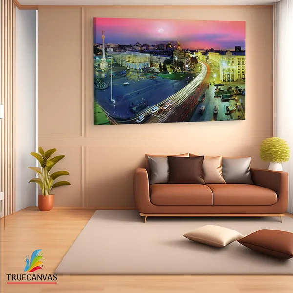Multicolor_Khreschatyk_Street,_Wooden_Framed_Canvas_Paintings_|_For_Living_Room_|_Bedroom_|_Office_|_Gallery_|_Ready_Wall_Mount_Canvas_Wall_Art_Painting_|_Size_-_12_X_18In,_Ct0044