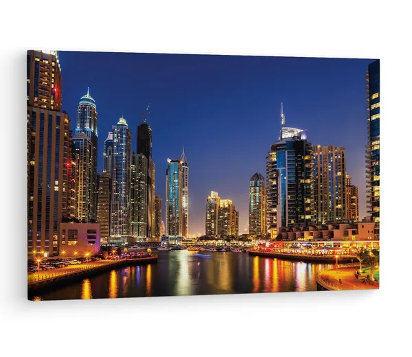 Multicolor_Dubai_River_Night,_Wooden_Framed_Canvas_Paintings_|_For_Living_Room_|_Bedroom_|_Office_|_Gallery_|_Ready_Wall_Mount_Canvas_Wall_Art_Painting_|_Size_-_12_X_18In,_Ct0058
