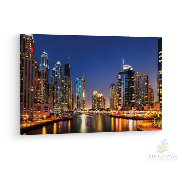 Multicolor_Dubai_River_Night,_Wooden_Framed_Canvas_Paintings_|_For_Living_Room_|_Bedroom_|_Office_|_Gallery_|_Ready_Wall_Mount_Canvas_Wall_Art_Painting_|_Size_-_12_X_18In,_Ct0058