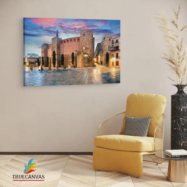 Multicolor_Roman_Gate_Barcelona_Spain,_Wooden_Framed_Canvas_Paintings_|_For_Living_Room_|_Bedroom_|_Office_|_Gallery_|_Ready_Wall_Mount_Canvas_Wall_Art_Painting_|_Size_-_12_X_18In,_Ct0059