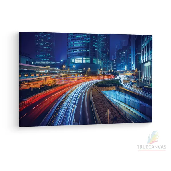 Multicolor_Hong_Kong_Long_Exposure,_Wooden_Framed_Canvas_Paintings_|_For_Living_Room_|_Bedroom_|_Office_|_Gallery_|_Ready_Wall_Mount_Canvas_Wall_Art_Painting_|_Size_-_12_X_18In,_Ct0064