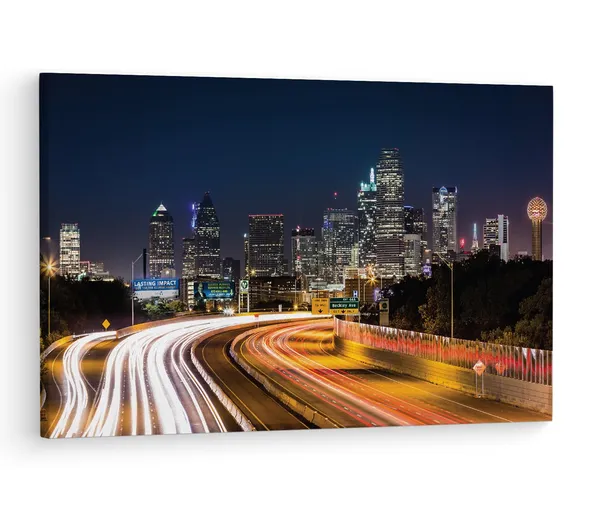 Multicolor_Dallas_Skyline_Highway_Night,_Wooden_Framed_Canvas_Paintings_|_For_Living_Room_|_Bedroom_|_Office_|_Gallery_|_Ready_Wall_Mount_Canvas_Wall_Art_Painting_|_Size_-_12_X_18In,_Ct0065