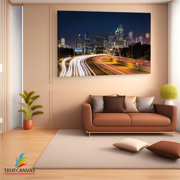 Multicolor_Dallas_Skyline_Highway_Night,_Wooden_Framed_Canvas_Paintings_|_For_Living_Room_|_Bedroom_|_Office_|_Gallery_|_Ready_Wall_Mount_Canvas_Wall_Art_Painting_|_Size_-_12_X_18In,_Ct0065