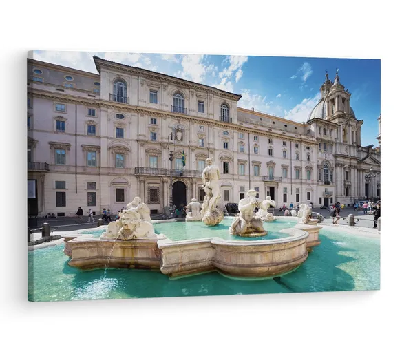 Multicolor_Fountain_Of_The_Moro,_Wooden_Framed_Canvas_Paintings_|_For_Living_Room_|_Bedroom_|_Office_|_Gallery_|_Ready_Wall_Mount_Canvas_Wall_Art_Painting_|_Size_-_12_X_18In,_Ct0068