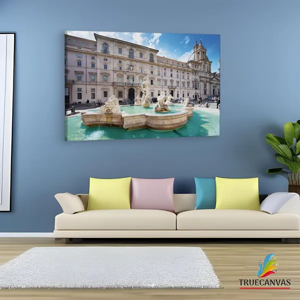 Multicolor_Fountain_Of_The_Moro,_Wooden_Framed_Canvas_Paintings_|_For_Living_Room_|_Bedroom_|_Office_|_Gallery_|_Ready_Wall_Mount_Canvas_Wall_Art_Painting_|_Size_-_12_X_18In,_Ct0068