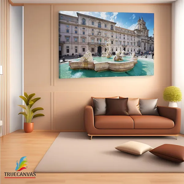 Multicolor_Fountain_Of_The_Moro,_Wooden_Framed_Canvas_Paintings_|_For_Living_Room_|_Bedroom_|_Office_|_Gallery_|_Ready_Wall_Mount_Canvas_Wall_Art_Painting_|_Size_-_12_X_18In,_Ct0068