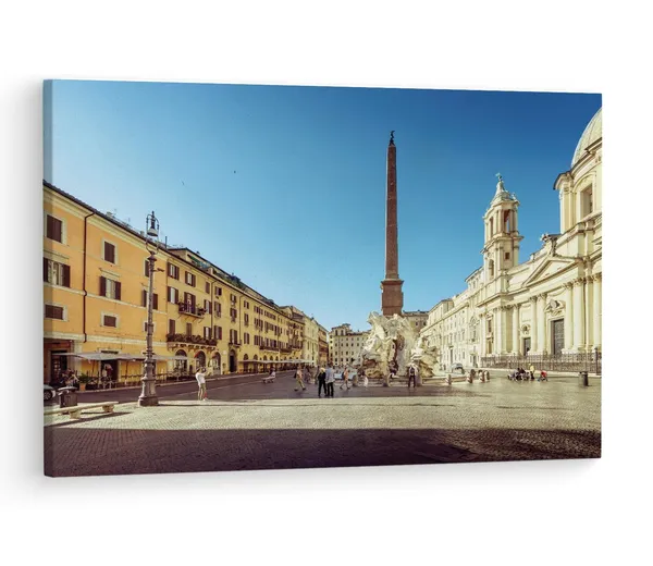 Multicolor_Piazza_Navona,_Wooden_Framed_Canvas_Paintings_|_For_Living_Room_|_Bedroom_|_Office_|_Gallery_|_Ready_Wall_Mount_Canvas_Wall_Art_Painting_|_Size_-_12_X_18In,_Ct0069