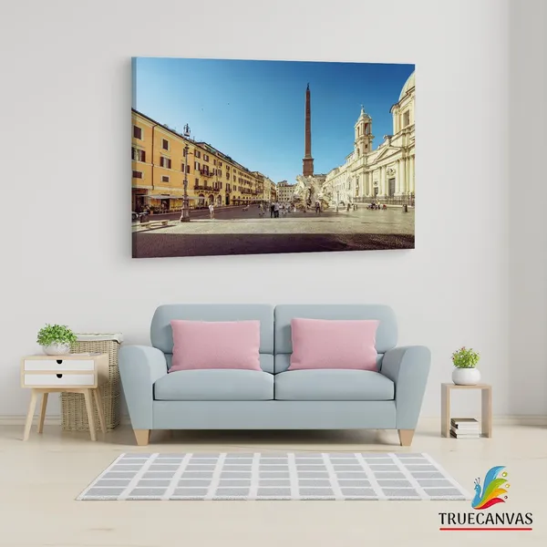Multicolor_Piazza_Navona,_Wooden_Framed_Canvas_Paintings_|_For_Living_Room_|_Bedroom_|_Office_|_Gallery_|_Ready_Wall_Mount_Canvas_Wall_Art_Painting_|_Size_-_12_X_18In,_Ct0069