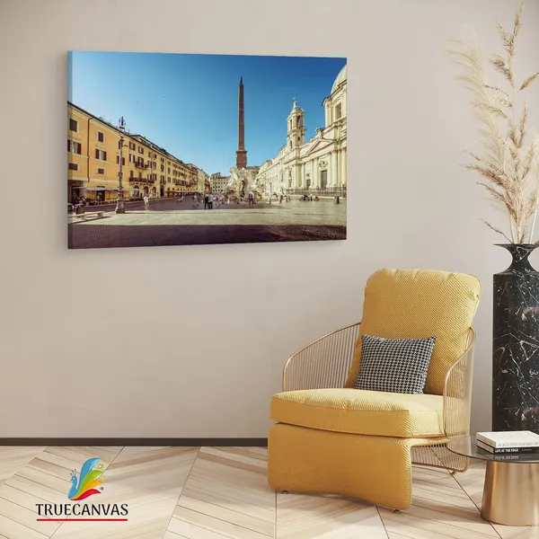 Multicolor_Piazza_Navona,_Wooden_Framed_Canvas_Paintings_|_For_Living_Room_|_Bedroom_|_Office_|_Gallery_|_Ready_Wall_Mount_Canvas_Wall_Art_Painting_|_Size_-_12_X_18In,_Ct0069