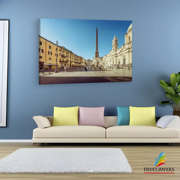 Multicolor_Piazza_Navona,_Wooden_Framed_Canvas_Paintings_|_For_Living_Room_|_Bedroom_|_Office_|_Gallery_|_Ready_Wall_Mount_Canvas_Wall_Art_Painting_|_Size_-_12_X_18In,_Ct0069