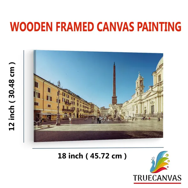 Multicolor_Piazza_Navona,_Wooden_Framed_Canvas_Paintings_|_For_Living_Room_|_Bedroom_|_Office_|_Gallery_|_Ready_Wall_Mount_Canvas_Wall_Art_Painting_|_Size_-_12_X_18In,_Ct0069