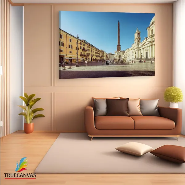 Multicolor_Piazza_Navona,_Wooden_Framed_Canvas_Paintings_|_For_Living_Room_|_Bedroom_|_Office_|_Gallery_|_Ready_Wall_Mount_Canvas_Wall_Art_Painting_|_Size_-_12_X_18In,_Ct0069