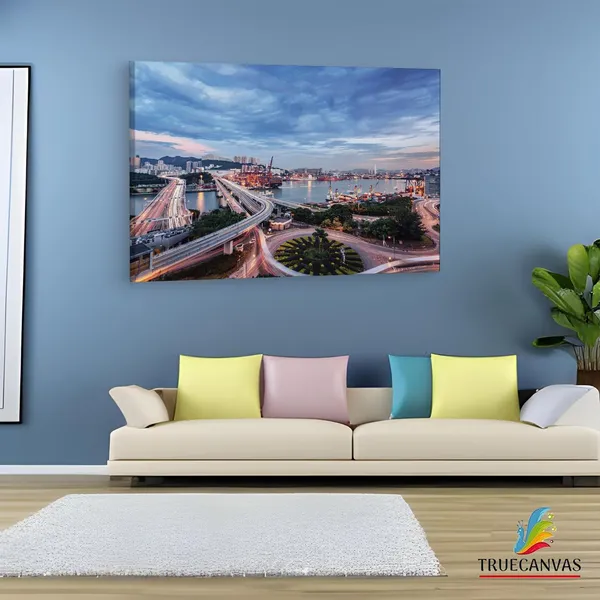 Multicolor_Tsing_Yi_South_Bridge,_Wooden_Framed_Canvas_Paintings_|_For_Living_Room_|_Bedroom_|_Office_|_Gallery_|_Ready_Wall_Mount_Canvas_Wall_Art_Painting_|_Size_-_12_X_18In,_Ct0075