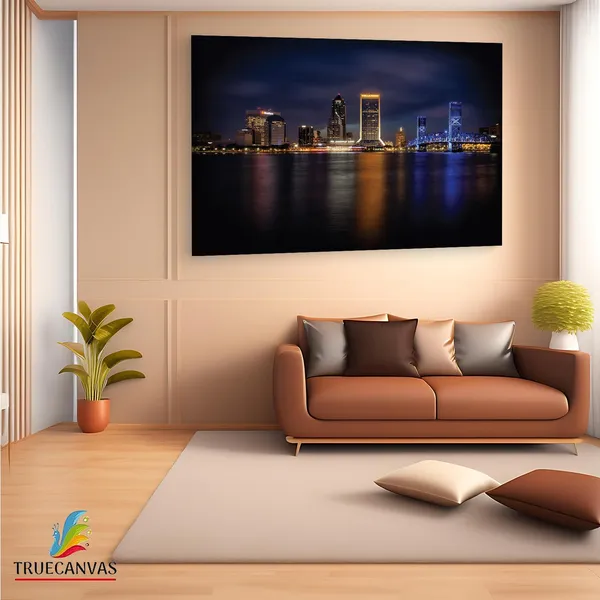 Multicolor_Jacksonville_Skyline,_Wooden_Framed_Canvas_Paintings_|_For_Living_Room_|_Bedroom_|_Office_|_Gallery_|_Ready_Wall_Mount_Canvas_Wall_Art_Painting_|_Size_-_12_X_18In,_Ct0077