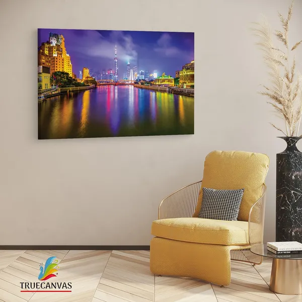 Multicolor_Shanghai_Night_Scene,_Wooden_Framed_Canvas_Paintings_|_For_Living_Room_|_Bedroom_|_Office_|_Gallery_|_Ready_Wall_Mount_Canvas_Wall_Art_Painting_|_Size_-_12_X_18In,_Ct0082