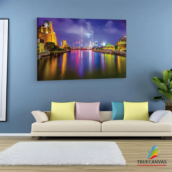 Multicolor_Shanghai_Night_Scene,_Wooden_Framed_Canvas_Paintings_|_For_Living_Room_|_Bedroom_|_Office_|_Gallery_|_Ready_Wall_Mount_Canvas_Wall_Art_Painting_|_Size_-_12_X_18In,_Ct0082