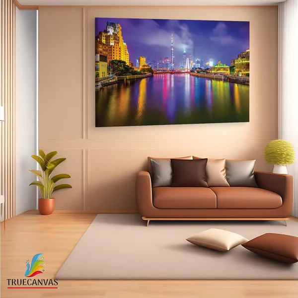Multicolor_Shanghai_Night_Scene,_Wooden_Framed_Canvas_Paintings_|_For_Living_Room_|_Bedroom_|_Office_|_Gallery_|_Ready_Wall_Mount_Canvas_Wall_Art_Painting_|_Size_-_12_X_18In,_Ct0082
