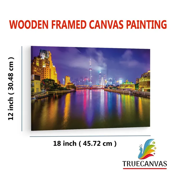 Multicolor_Shanghai_Night_Scene,_Wooden_Framed_Canvas_Paintings_|_For_Living_Room_|_Bedroom_|_Office_|_Gallery_|_Ready_Wall_Mount_Canvas_Wall_Art_Painting_|_Size_-_12_X_18In,_Ct0082