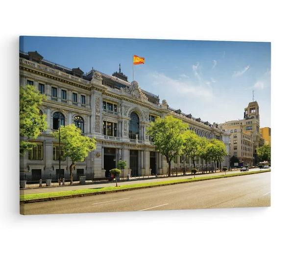Multicolor_Bank_Of_Spain_Building,_Wooden_Framed_Canvas_Paintings_|_For_Living_Room_|_Bedroom_|_Office_|_Gallery_|_Ready_Wall_Mount_Canvas_Wall_Art_Painting_|_Size_-_12_X_18In,_Ct0089