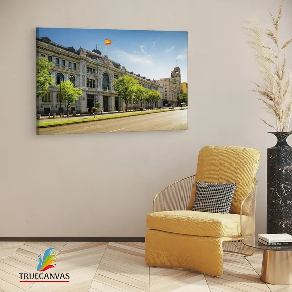 Multicolor_Bank_Of_Spain_Building,_Wooden_Framed_Canvas_Paintings_|_For_Living_Room_|_Bedroom_|_Office_|_Gallery_|_Ready_Wall_Mount_Canvas_Wall_Art_Painting_|_Size_-_12_X_18In,_Ct0089