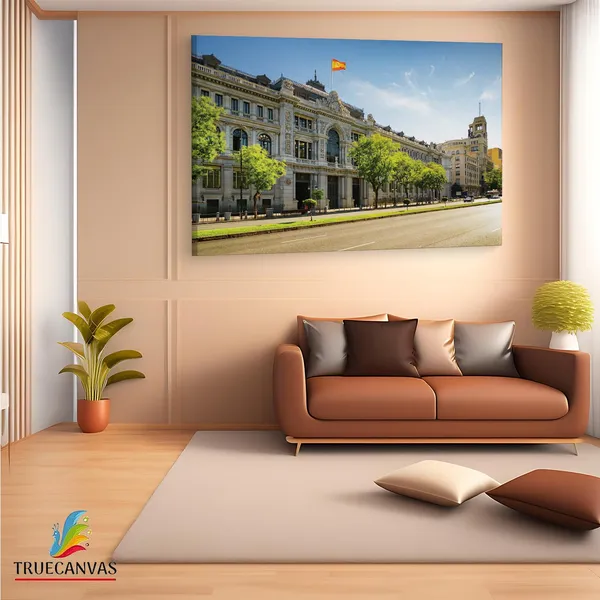 Multicolor_Bank_Of_Spain_Building,_Wooden_Framed_Canvas_Paintings_|_For_Living_Room_|_Bedroom_|_Office_|_Gallery_|_Ready_Wall_Mount_Canvas_Wall_Art_Painting_|_Size_-_12_X_18In,_Ct0089