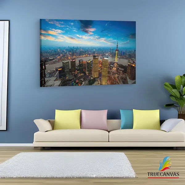 Multicolor_Shanghai,_Wooden_Framed_Canvas_Paintings_|_For_Living_Room_|_Bedroom_|_Office_|_Gallery_|_Ready_Wall_Mount_Canvas_Wall_Art_Painting_|_Size_-_12_X_18In,_Ct0092