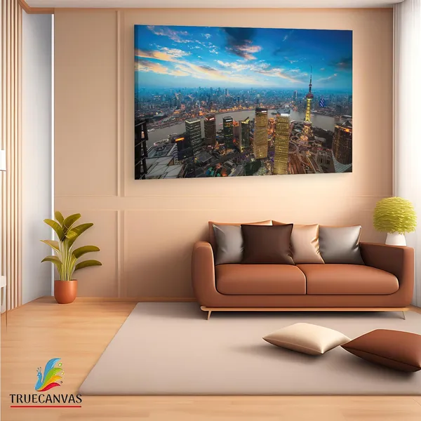 Multicolor_Shanghai,_Wooden_Framed_Canvas_Paintings_|_For_Living_Room_|_Bedroom_|_Office_|_Gallery_|_Ready_Wall_Mount_Canvas_Wall_Art_Painting_|_Size_-_12_X_18In,_Ct0092