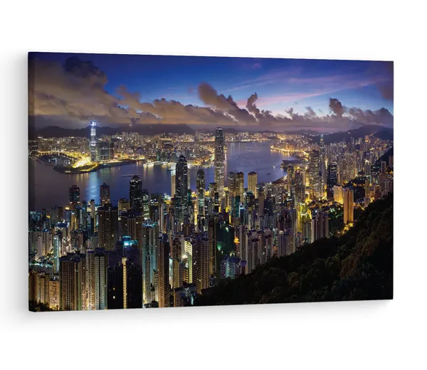 Multicolor_Hong_Kong,_Wooden_Framed_Canvas_Paintings_|_For_Living_Room_|_Bedroom_|_Office_|_Gallery_|_Ready_Wall_Mount_Canvas_Wall_Art_Painting_|_Size_-_12_X_18In,_Ct0094