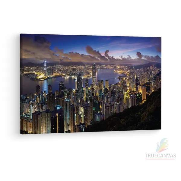 Multicolor_Hong_Kong,_Wooden_Framed_Canvas_Paintings_|_For_Living_Room_|_Bedroom_|_Office_|_Gallery_|_Ready_Wall_Mount_Canvas_Wall_Art_Painting_|_Size_-_12_X_18In,_Ct0094