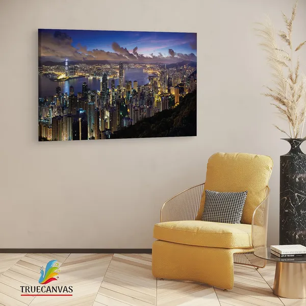 Multicolor_Hong_Kong,_Wooden_Framed_Canvas_Paintings_|_For_Living_Room_|_Bedroom_|_Office_|_Gallery_|_Ready_Wall_Mount_Canvas_Wall_Art_Painting_|_Size_-_12_X_18In,_Ct0094