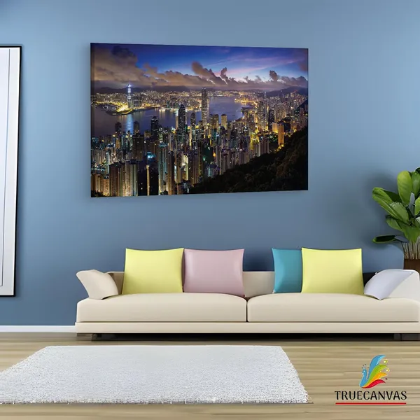 Multicolor_Hong_Kong,_Wooden_Framed_Canvas_Paintings_|_For_Living_Room_|_Bedroom_|_Office_|_Gallery_|_Ready_Wall_Mount_Canvas_Wall_Art_Painting_|_Size_-_12_X_18In,_Ct0094