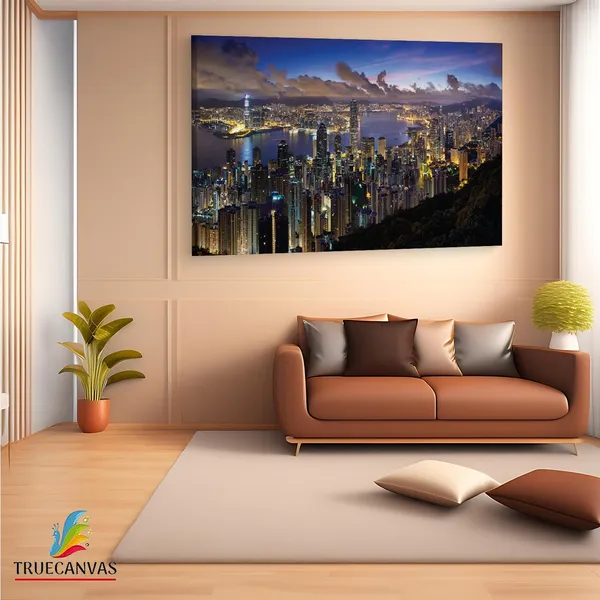 Multicolor_Hong_Kong,_Wooden_Framed_Canvas_Paintings_|_For_Living_Room_|_Bedroom_|_Office_|_Gallery_|_Ready_Wall_Mount_Canvas_Wall_Art_Painting_|_Size_-_12_X_18In,_Ct0094