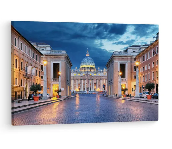 Multicolor_Saint_Peter'S_Square,_Wooden_Framed_Canvas_Paintings_|_For_Living_Room_|_Bedroom_|_Office_|_Gallery_|_Ready_Wall_Mount_Canvas_Wall_Art_Painting_|_Size_-_12_X_18In,_Ct0095