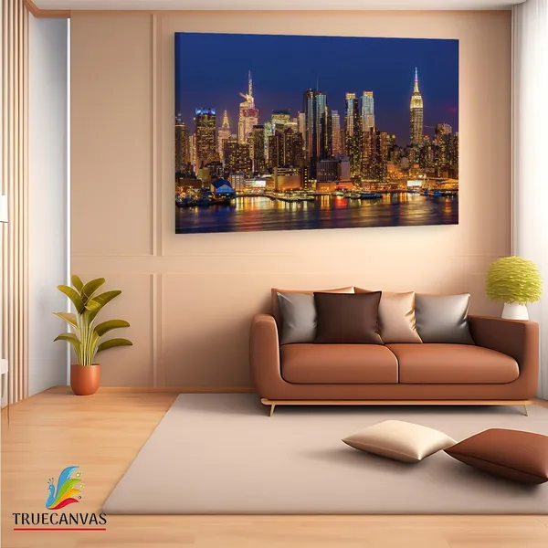 Multicolor_Manhattan_Skyline_Night,_Wooden_Framed_Canvas_Paintings_|_For_Living_Room_|_Bedroom_|_Office_|_Gallery_|_Ready_Wall_Mount_Canvas_Wall_Art_Painting_|_Size_-_12_X_18In,_Ct0105