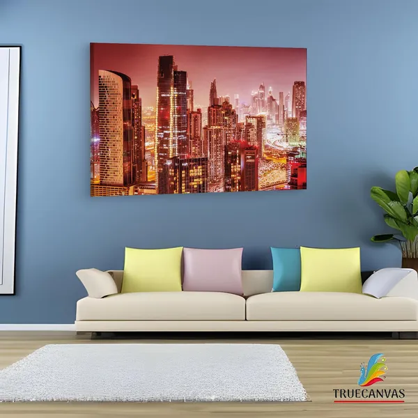 Multicolor_Three_Four_Night_City_View,_Wooden_Framed_Canvas_Paintings_|_For_Living_Room_|_Bedroom_|_Office_|_Gallery_|_Ready_Wall_Mount_Canvas_Wall_Art_Painting_|_Size_-_12_X_18In,_Ct0111