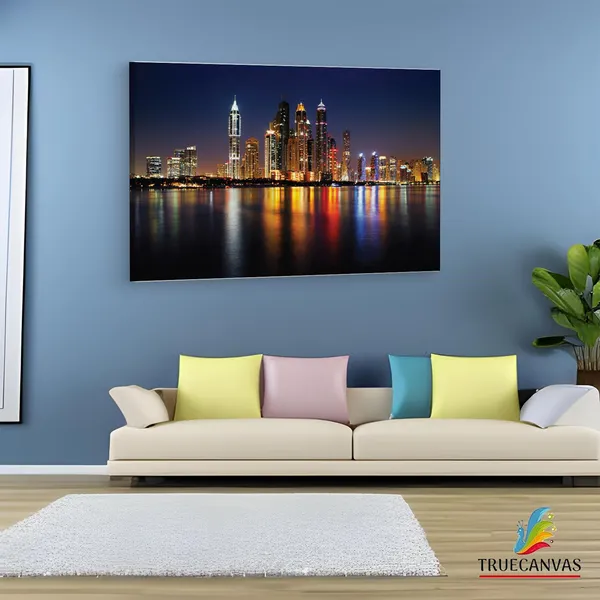 Multicolor_Dubai_Marina_Skyline_At_Night,_Wooden_Framed_Canvas_Paintings_|_For_Living_Room_|_Bedroom_|_Office_|_Gallery_|_Ready_Wall_Mount_Canvas_Wall_Art_Painting_|_Size_-_12_X_18In,_Ct0123