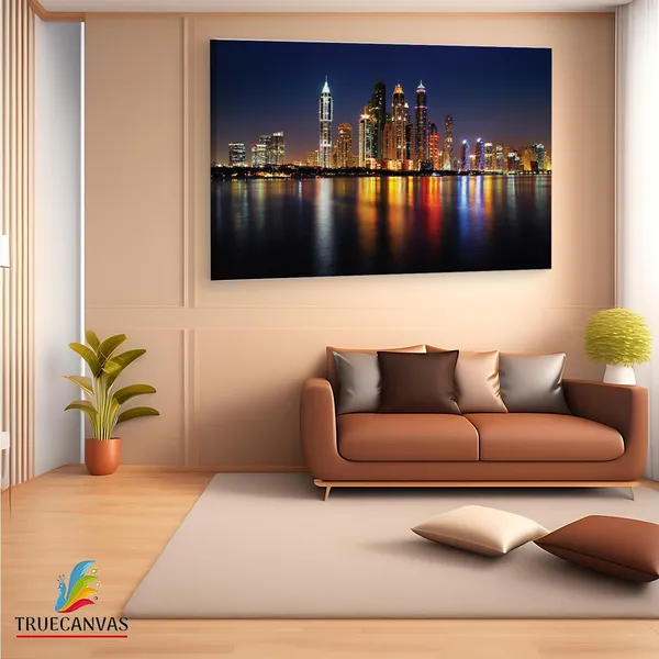 Multicolor_Dubai_Marina_Skyline_At_Night,_Wooden_Framed_Canvas_Paintings_|_For_Living_Room_|_Bedroom_|_Office_|_Gallery_|_Ready_Wall_Mount_Canvas_Wall_Art_Painting_|_Size_-_12_X_18In,_Ct0123