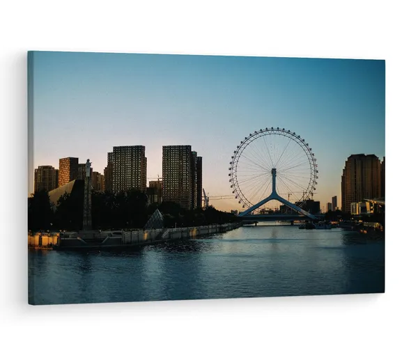 Multicolor_Tianjin_Eye_Ferris_Wheel,_Wooden_Framed_Canvas_Paintings_|_For_Living_Room_|_Bedroom_|_Office_|_Gallery_|_Ready_Wall_Mount_Canvas_Wall_Art_Painting_|_Size_-_12_X_18In,_Ct0130