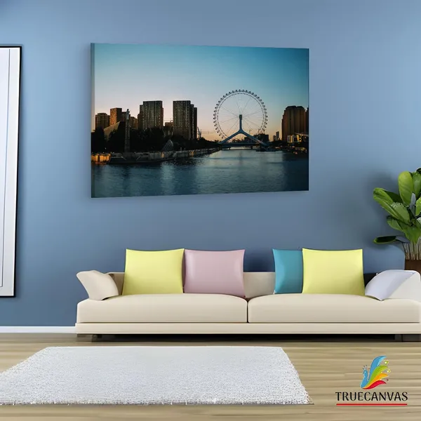 Multicolor_Tianjin_Eye_Ferris_Wheel,_Wooden_Framed_Canvas_Paintings_|_For_Living_Room_|_Bedroom_|_Office_|_Gallery_|_Ready_Wall_Mount_Canvas_Wall_Art_Painting_|_Size_-_12_X_18In,_Ct0130
