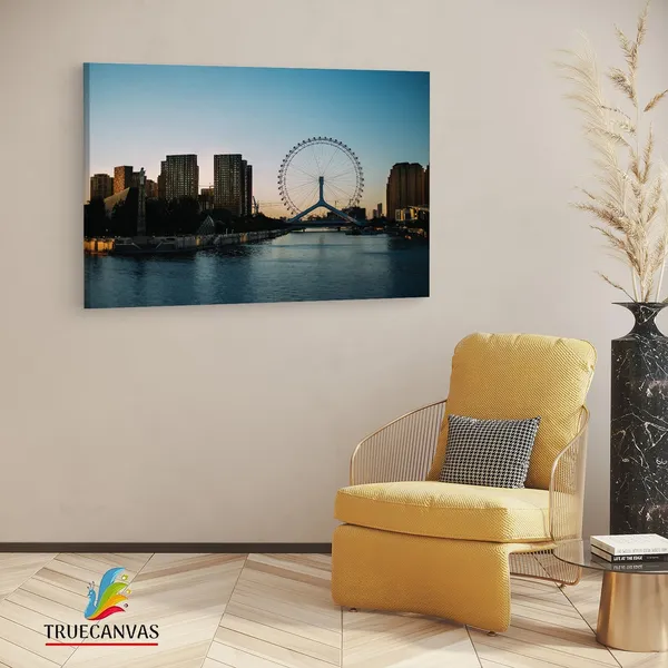 Multicolor_Tianjin_Eye_Ferris_Wheel,_Wooden_Framed_Canvas_Paintings_|_For_Living_Room_|_Bedroom_|_Office_|_Gallery_|_Ready_Wall_Mount_Canvas_Wall_Art_Painting_|_Size_-_12_X_18In,_Ct0130