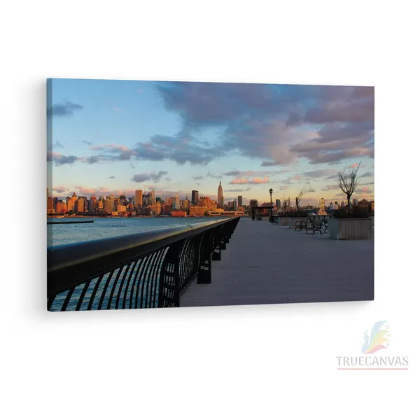 Multicolor_New_Jersey_Waterfront,_Wooden_Framed_Canvas_Paintings_|_For_Living_Room_|_Bedroom_|_Office_|_Gallery_|_Ready_Wall_Mount_Canvas_Wall_Art_Painting_|_Size_-_12_X_18In,_Ct0138